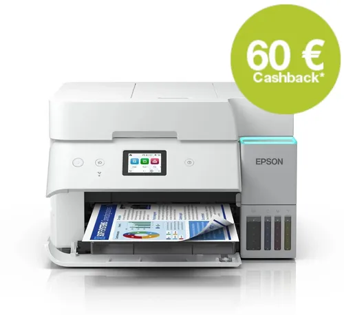 EPSON EcoTank ET-4956 4 in 1 Multifunktionsdrucker - Drucker mit extrem kostengünstigem Drucken ohne Patronen, ideal für Zuhause oder Büro, inklusive Scannen, Kopieren und Faxen.