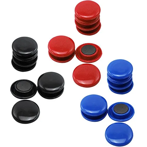 com-four® 24er Set PF Magnete - Kühlschrankmagnete aus Kunststoff - Flache Rundmagnete für Whiteboard, Pinnwand und mehr (24 Stück - bunt)