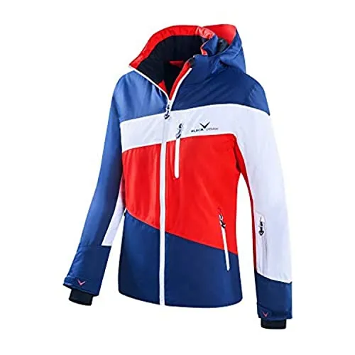 Black Crevice Damen Skijacke Striped, Rot/Weiß/Navy, Größe 40 - Skijacke für Damen, atmungsaktiv und wasserdicht mit 8000 mm Wassersäule, bietet optimalen Schutz und hohen Tragekomfort bei winterlichen Outdoor-Aktivitäten.