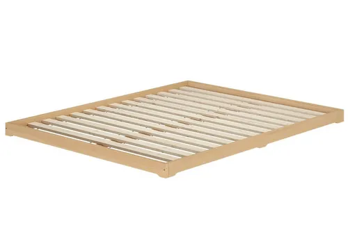 ERST-HOLZ Bodenbett Doppelbett Buche Massiv 200x200 cm - Massives Buchenbett mit nur 9 cm Höhe, ideal für Kinder und moderne Wohnräume. Flexibel aufstellbar und leicht zu montieren, bietet es ein angenehmes Schlafklima durch verbesserte Belüftung.