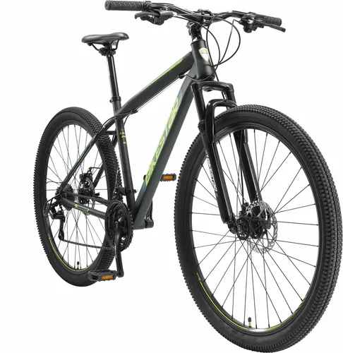Mountainbike 29 Zoll mit 21-Gang Shimano Kettenschaltung - Stabiles Hardtail Mountainbike für Damen und Herren, ideal für Stadt und Natur. Mit effektiver 21-Gang Kettenschaltung und griffigen Scheibenbremsen für optimale Kontrolle und Fahrvergnügen.