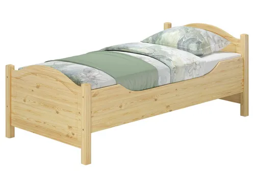 ERST-HOLZ Massivholzbett Seniorenbett Holzbett Extra Hoch Einzelbett 100 x 220 cm in Überlänge, Kiefer farblos lackiert