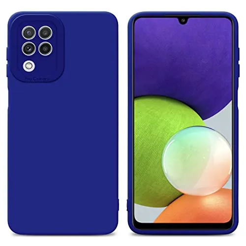 Cadorabo Hülle kompatibel mit Samsung Galaxy A22 4G Schutzhülle TPU Silikon Case Liquid Design mit Kameraschutz Slim Kratzfest Weiche Gummi mit Rundumschutz Case Hülle für Galaxy A22 4G in Blau