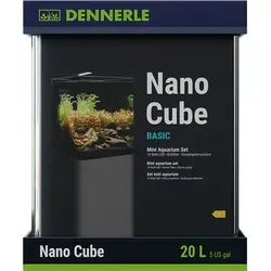 Dennerle Nano Cube Basic 20 Liter - Mini Aquarium mit Abgerundeter Frontscheibe - Aquarien-Set mit Beleuchtung und Filter, perfekt für Pflanzen, Garnelen und Schnecken. Schaffe dir dein kleines Stück Natur für Zuhause in stilvollem Design.
