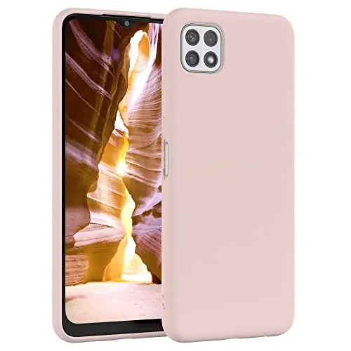 EAZY CASE Premium Silikon Handyhülle kompatibel mit Galaxy A22 5G Slimcover mit Kameraschutz und Innenfutter, Silikonhülle, Schutzhülle, Bumper, Handy Case, Hülle, Softcase, Rosa