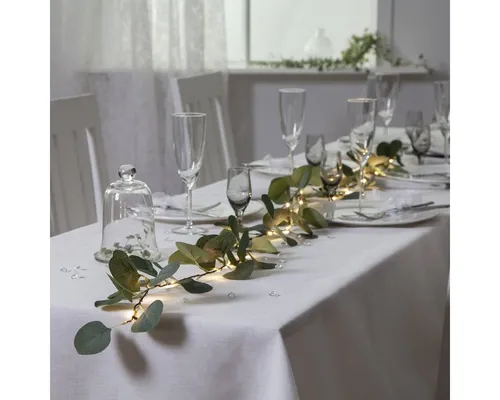 MARELIDA LED-Lichterkette LED Lichterkette Eukalyptus 180cm Batteriebetrieb Timer grüne Blätter, 20-flammig