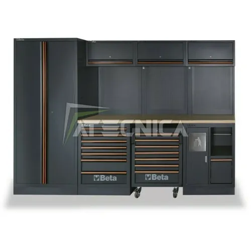 Produktbild Kombination Einrichtung Werkstatt beta C45PRO W Ebene Holz Wagen Module Schrank