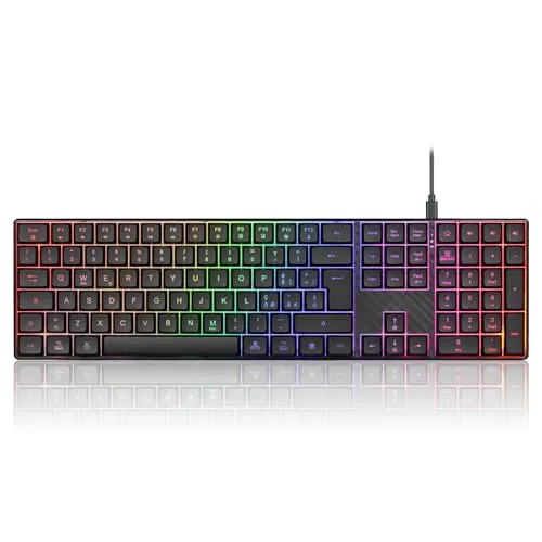 Perixx PERIBOARD-329 II Tastatur mit Kabel mit Hintergrundbeleuchtung mit Scherentasten und großen Zeichen