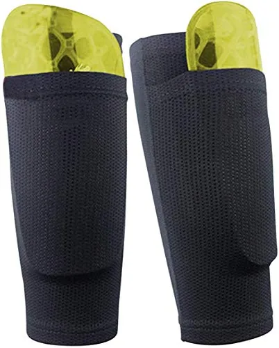 Dokpav Soccer Shin Guard Socken mit Tasche Ärme, Fußball Ausrüstung mit Taschen Kompressionswade Ärm -（Keine Kunststoff-Platten）-(Erwachsener - schwarz)