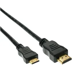 Inline® High Speed HDMI Mini Kabel, Stecker A auf C, verg. Kont., schwarz, 0,3m