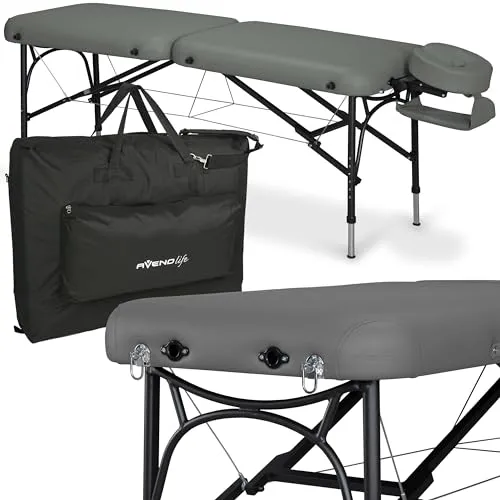 HABYS Luna Light 2 Zonen Aluminium Massageliege - besonders leichtgewichtig, Klappbar, Massagetisch, Massagebank, Vollausstattung, 214 x 60 cm, Belastung bis 270 kg, MDR-Zertifizieriung (Grau)