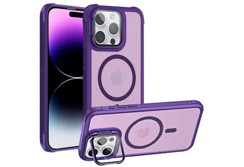 CoolGadget Handyhülle Hybrid CAM Handy Hülle für Apple iPhone 14 Pro Max 6,7 Zoll, Kameraschutzglas klappbar Schutzhülle Metallring für Magsafe Zubehör