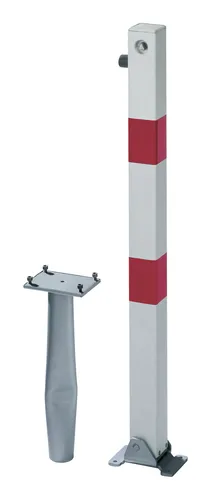 Gustav Alberts Absperrpfosten Klappy-BO 70 x 70 mm mit Dreikantschloss - Robuster Absperrpfosten zum Einbetonieren, ideal für die Sicherheit von Grundstücken und Wegen.