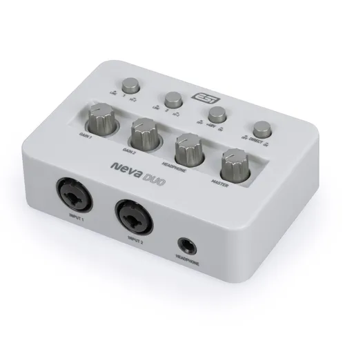 ESI Neva Duo - 2-Kanal USB Audiointerface - Audio-Interfaces; Hochwertiges 2-Kanal USB Audiointerface mit USB-C Anschluss, 24 Bit/192 kHz und Loopback-Funktion für professionelle Aufnahmen und Livestreams.