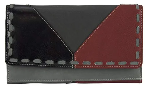 Sunsa Geldbörse - Damen Leder Portemonnaie mit RFID Schutz - Damen-Geldbörsen aus Lederresten, umweltfreundlich und einzigartig. Mit RFID Schutz für sichere Kreditkarten und optimaler Innenaufteilung für schnellen Zugriff.