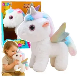 Interaktives Einhorn-Plüschtier mit Bewegungen und Geräuschen, weiß, 21 cm