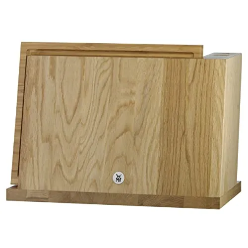 WMF Magnet-Messerblock aus Eichenholz – unbestückt - Küchenmesser Aufbewahrung für 6 Messer, 1 Wetzstahl und 1 Schere. Magnetisch und sicher, mit klingenschonendem Schneidebrett aus Bambus für optimalen Schutz.