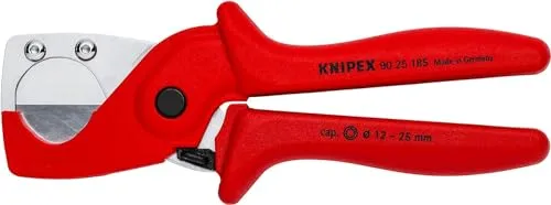 KNIPEX Rohrschneider für Kunststoff-Verbundrohre 185 mm - Rohrschneider für Ø 12 - 25 mm, sorgt für saubere, gratfreie Schnitte und bietet ergonomische Griffe aus glasfaserverstärktem Kunststoff für komfortable Handhabung.