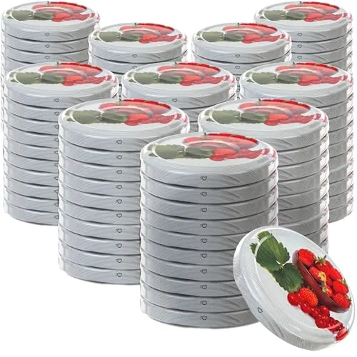 KADAX 100er Set Schraubdeckel Ø 66 mm in Sommerfrüchte – Ersatzdeckel für Einmachgläser & Vorratsgläser, luftdicht & auslaufsicher