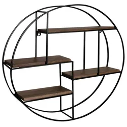 Wandregal 70x70 cm aus Mango Massivholz und Metall | Industrial Hängeregal - Schweberegal aus massivem Mangoholz und pulverbeschichtetem Metall, ideal für dekorative Akzente in deinem Wohnzimmer. Maße: 70x70x18 cm, bereits montiert.