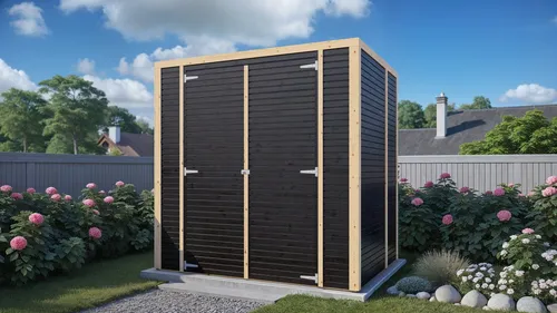 Gartenhaus Bertilo Cubico 2 Fineline 208 x 171 cm schwarz - Gartenhaus in modernem Design mit Flachdach, aus hochwertigem Holz und ideal für die Aufbewahrung von Gartengeräten.
