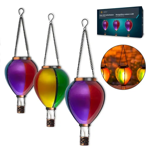 LED Solar Heißluftballon 3er-Set mit Dämmerungssensor, mehrfarbig,Northpoint