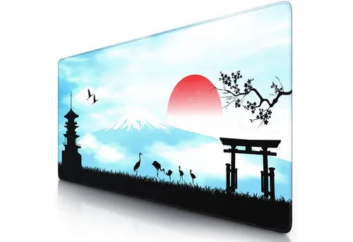 Titanwolf Gaming Mauspad XXL Speed Mousepad 900 x 400 x 3 mm, Schreibtischauflage, abwaschbar, rutschfeste Rückseite, Geschwindigkeit & Präzision, Japan Sunset
