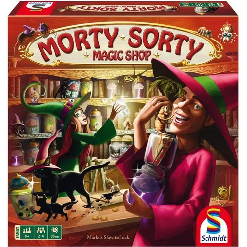 Schmidt Spiele Morty Sorty Magic Shop - deutsch 302546 - Erlebe den Zauber im Morty Sorty Magic Shop! Organisiere die Zutatengläser und bringe Ordnung in den besten Laden für Hexen und Zauberer. Enthält deutsche Anleitung für ein spannendes Spielerlebnis.