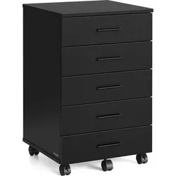 VASAGLE Rollcontainer schwarz - 5 Schubladen mit werkzeuglosen Gleitschienen - Praktischer Rollcontainer für Büro und Home-Office. Mit 5 geräumigen Schubladen und werkzeuglosen Gleitschienen für schnelle Montage. Flexibel durch Rollen, ideal für eine ordentliche Aufbewahrung.
