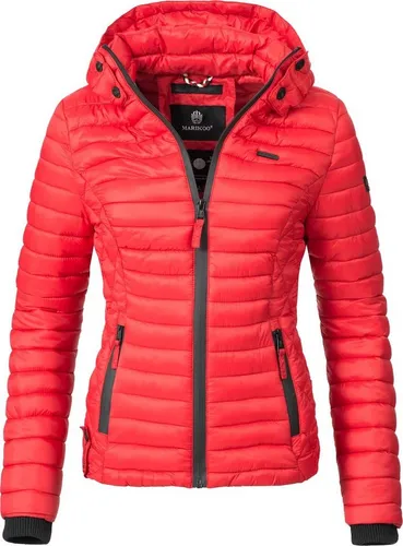 MARIKOO Damen Übergangsjacke kurz mit Kapuze in Samtpfote Rot Gr. XXL - Moderne taillierte Steppjacke in hochwertiger Qualität, ideal für die Übergangszeit. Wasserabweisendes Material und angenehmes Tragegefühl machen sie zum perfekten Begleiter für jeden Style!