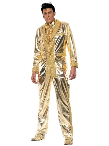 Elvis Kostüm für Herren (Größe M) in gold von Smiffys