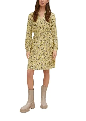 comma Minikleid aus Viskose mit Stehkragen in gelb von comma,