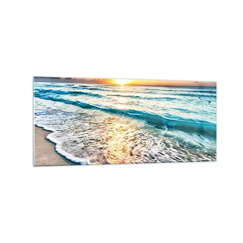 Wandbilder Dekoration Wohnzimmer Meer Welle Strand Panorama Bilder auf Glas 120x50cm Glasbild Schlafzimmer Küche Wand Kunstdruck Art Groß Wanddeko Bild im Glas Modern Wall Decor GAB120x50-3621