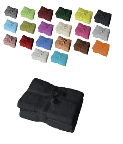 EXKLUSIV HEIMTEXTIL Duschtuch 2er Set 70 x 140 cm Schwarz