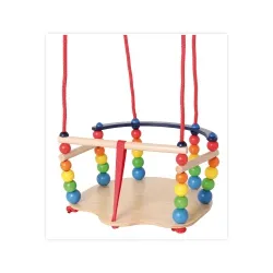 Hess Holzspielzeug 31103 - Handgefertigte Gitterschaukel aus Holz - Schaukel für Kinder ab 12 Monaten, sicher und stabil mit hoher Rückenlehne, ideal für Garten und Terrasse, aus robustem Holz, 100% Made in Germany