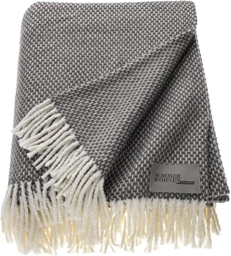 SCHÖNER WOHNEN-Kollektion Wohndecke Zen, Dunkelgrau - Bettdecken mit stilvollen Fransen, aus 50% Baumwolle und 50% Polyacryl, ideal für kuschelige Stunden und ein modernes Wohnambiente.