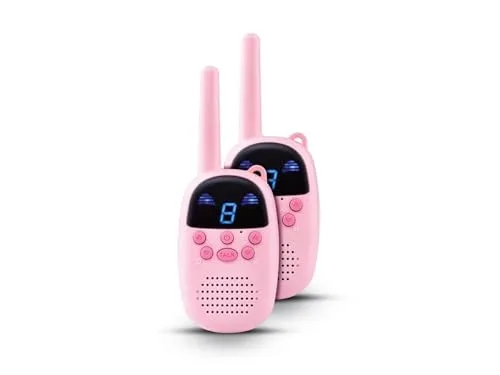 Silvercrest 2 Kinder Walkie Talkie Set – Rosa - Funkgeräte mit beeindruckender Reichweite von bis zu 8 km, ideal für Abenteuer und spielerische Kommunikation. Robustes Design und einfach zu bedienen – perfekt für kleine Entdecker!