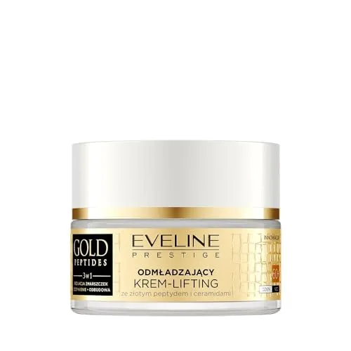 Eveline Cosmetics Gold Peptides Verjüngende Lifting-Creme für 60+ mit Gold-Peptid-Komplex und PhytoCellTec Stammzellen - Anti-Falten, Straffende und Feuchtigkeitsspendende Formel 50ml
