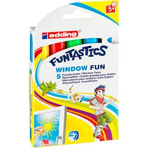 edding FUNTASTICS WINDOW FUN Kreidemarker farbsortiert 2,0 - 6,0 mm, 5 St.