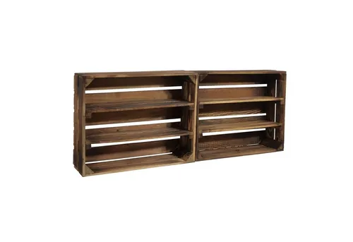CHICCIE Holzkiste Holzregal Schmalhanz 50x40x15cm - Geflammt 2x langes Regal (2 St)
