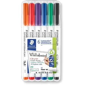 Staedtler Whiteboardmarker Lumocolor 301 WP6, Rundspitze, Strichbreite 1mm, abwischbar, 6 Stück