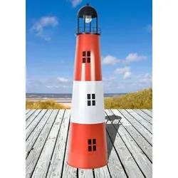 Großer Leuchtturm aus Metall mit Solarfunktion, H:120 cm - Gartendekoration - Lampen für Garten und Terrasse, mit Solarpanel für umweltfreundliche Beleuchtung und gemütliche Atmosphäre bei Nacht.