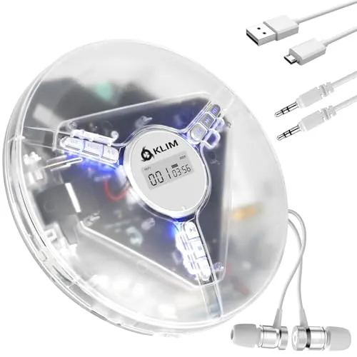 KLIM Discman mit Kopfhörer – Tragbarer Mini CD-Player mit Akku
