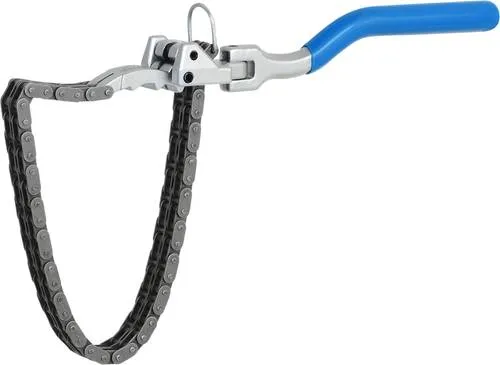 KS Tools 150.9375 Kettenschlüssel, Ø 130mm - Gurtrohrzange & Kettenrohrzange, extrem robuste Doppel-Spannkette für sicheren Halt und kraftschlüssiges Lösen von Filtern, ideal für schwer erreichbare Gehäuse mit stufenlos verstellbarem Handgriff.
