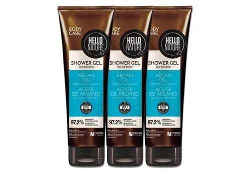 P-Beauty Cosmetic Accessories Duschgel Duschbad Herren Damen Shower Gel mit Arganöl Bio Vegan Hello Nature, 3-tlg., Duschgel, Körperpflege, Hautpflege, Hello Nature