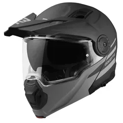 Bogotto FG-102 Duo Fiberglas Klapphelm, schwarz, Größe 2XL - Motorradhelm aus robustem Fiberglas mit Helmschirm und klarem Visier, ideal für Sicherheit und Komfort auf jeder Fahrt.