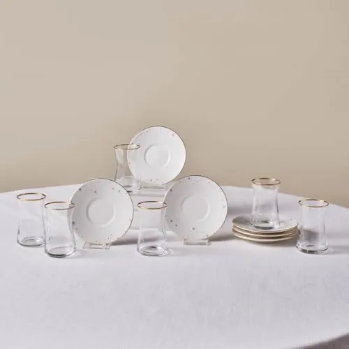 Karaca Teeservice Fleur 12-teilig für 6 Personen - Elegantes Tee Set - Teeservice für 6 Personen, stilvolles Design und ideal für gesellige Teerunden.