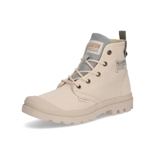 Palladium Unisex Pampa Michigan Stiefel – Gebrochenes Weiß, 43 EU - Robuste Stiefel aus strapazierfähigem Gummi und organischem Baumwoll-Canvas, ideal für Outdoor-Abenteuer und stilvolle Auftritte.
