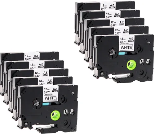 10x Schriftbandkassette kompatibel für Brother TZe-231 12mm schwarz auf weiß