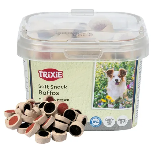Trixie Soft Snack Baffos 140 g - kleine und weiche Rind- und Pansen-Leckerlis, ideal für Jagdhunde und als Belohnung
